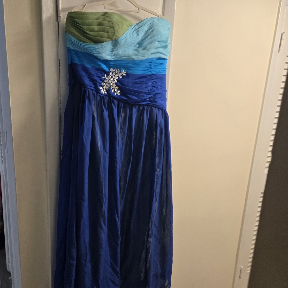 Grace Karin Floor Length Fairy   Evening /Fomal Sheer Gown Prom  Size 20 Blue - Picture 2 of 15